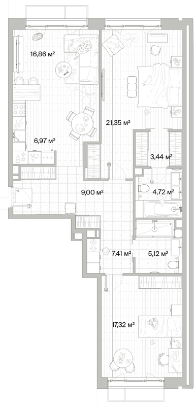 3 ккв (Евро) 92,2 м²