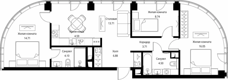 4 ккв (Евро) 77 м²