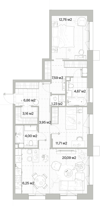 3 ккв (Евро) 82,3 м²