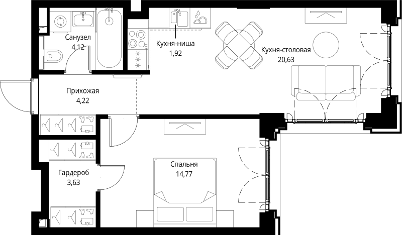 2 ккв (Евро) 49,3 м²