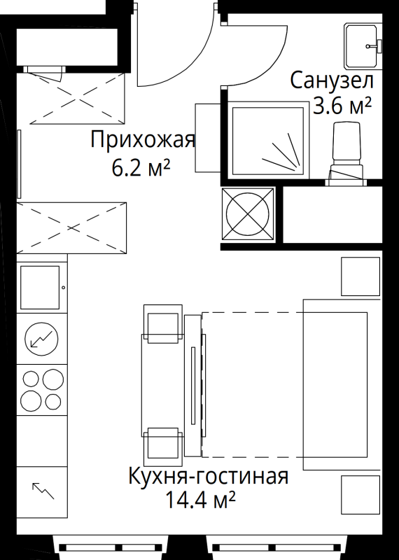 Студия 24,2 м²