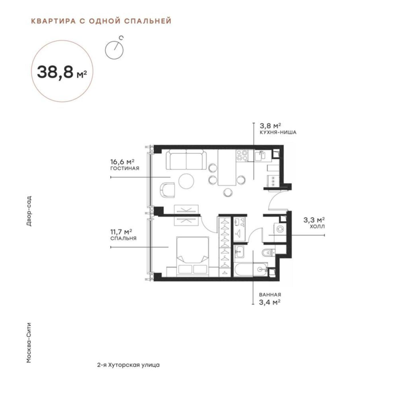 2 ккв (Евро) 38,4 м²