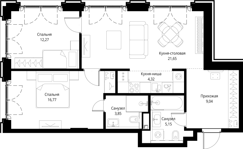 3 ккв (Евро) 73,1 м²