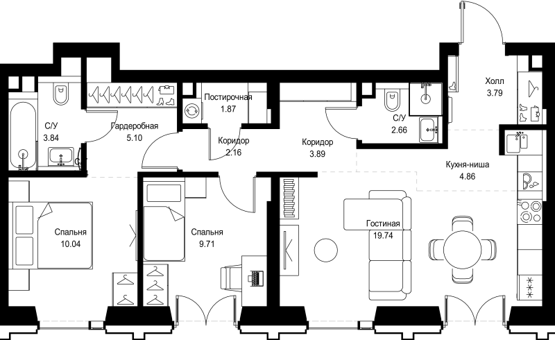 3 ккв (Евро) 67,7 м²