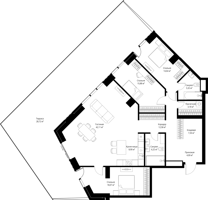 4 ккв (Евро) 167 м²