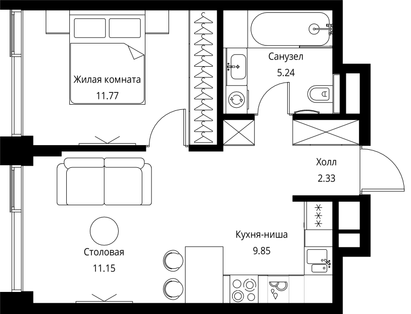 2 ккв (Евро) 40,3 м²