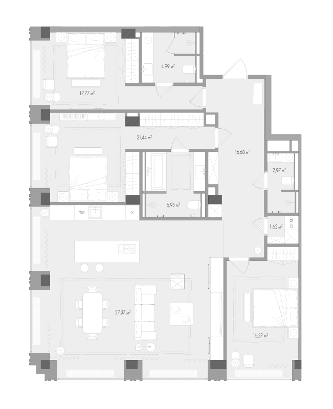 4 ккв (Евро) 148,9 м²
