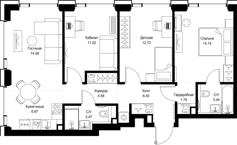 4 ккв (Евро) 79,5 м²