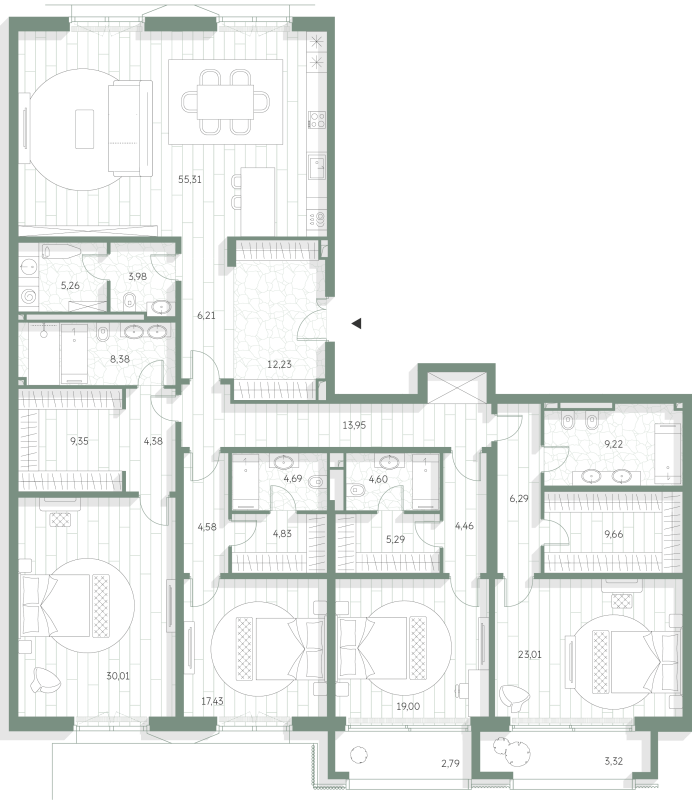 5 ккв (Евро) 268,2 м²