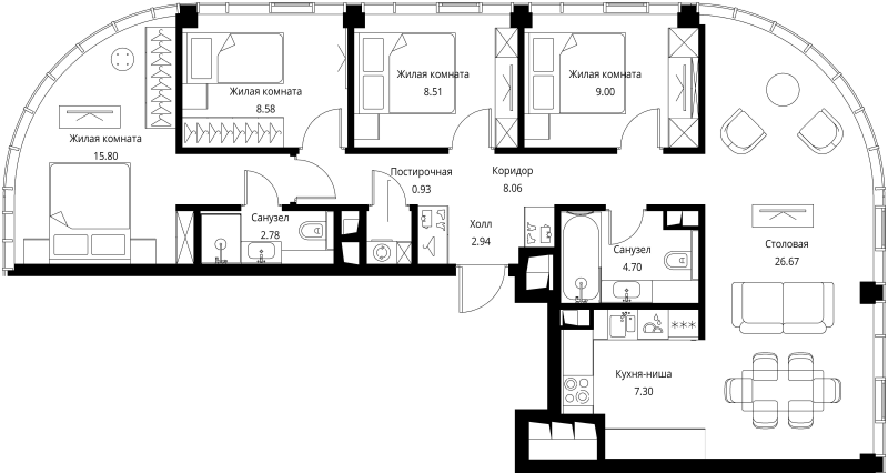 5 ккв (Евро) 95,3 м²