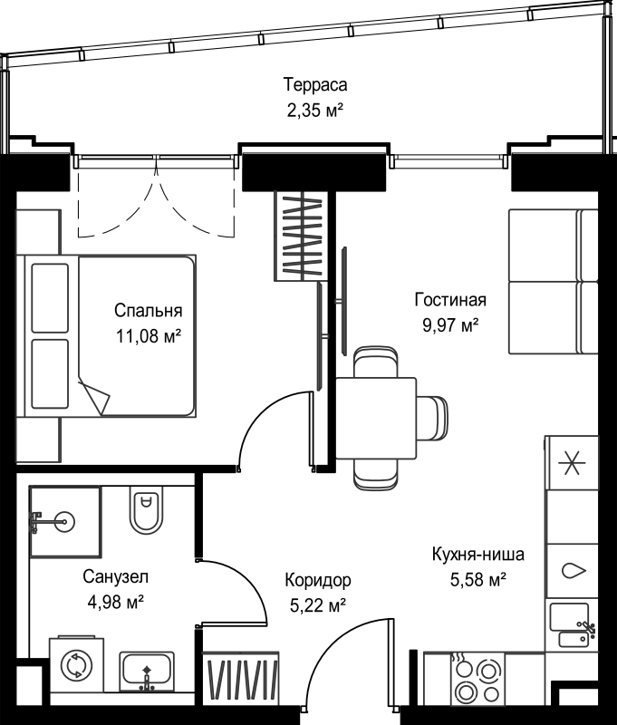 2 ккв (Евро) 39,2 м²