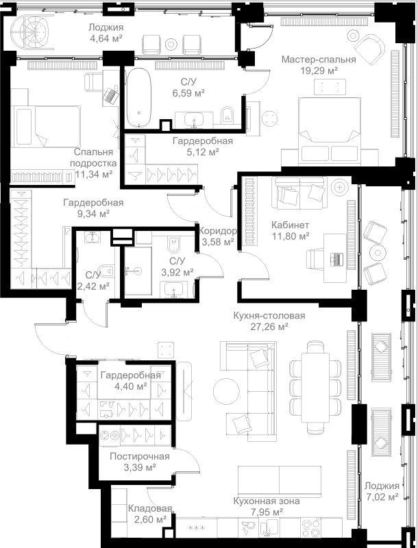 4 ккв (Евро) 135,3 м²