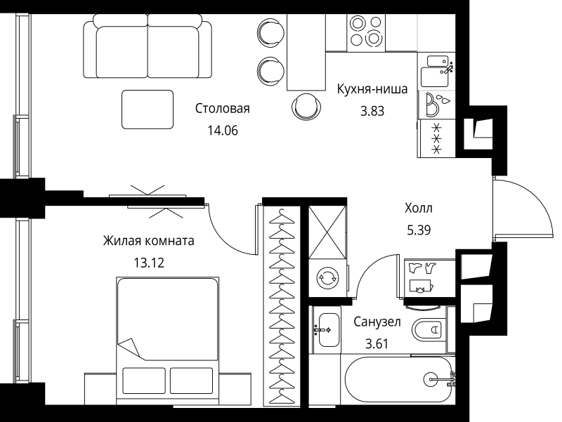 2 ккв (Евро) 40 м²