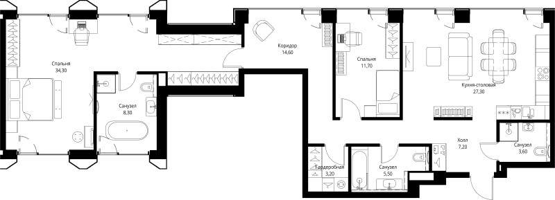 3 ккв (Евро) 115,7 м²