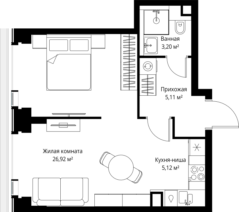 2 ккв (Евро) 40,4 м²