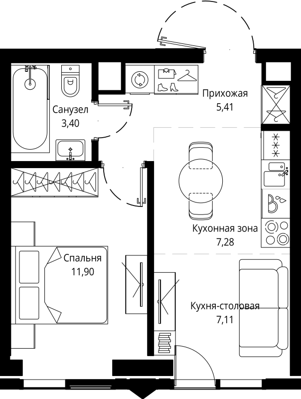 2 ккв (Евро) 35,5 м²