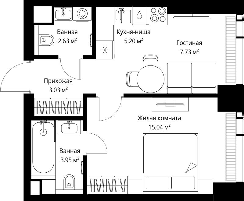 1 ккв 37,6 м²