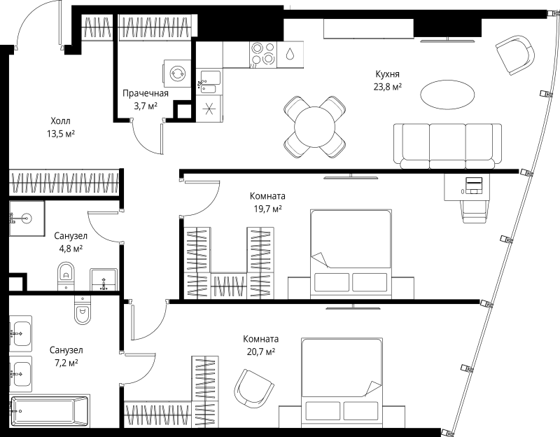 3 ккв (Евро) 93,4 м²
