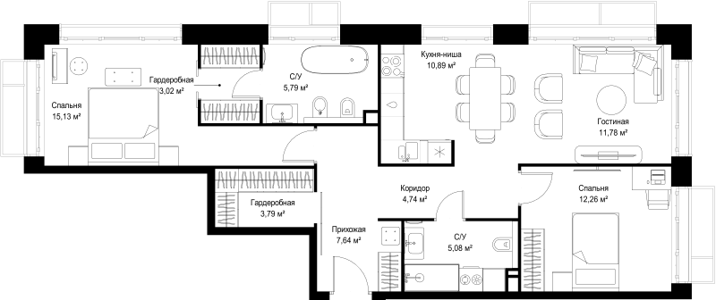 3 ккв (Евро) 80,1 м²