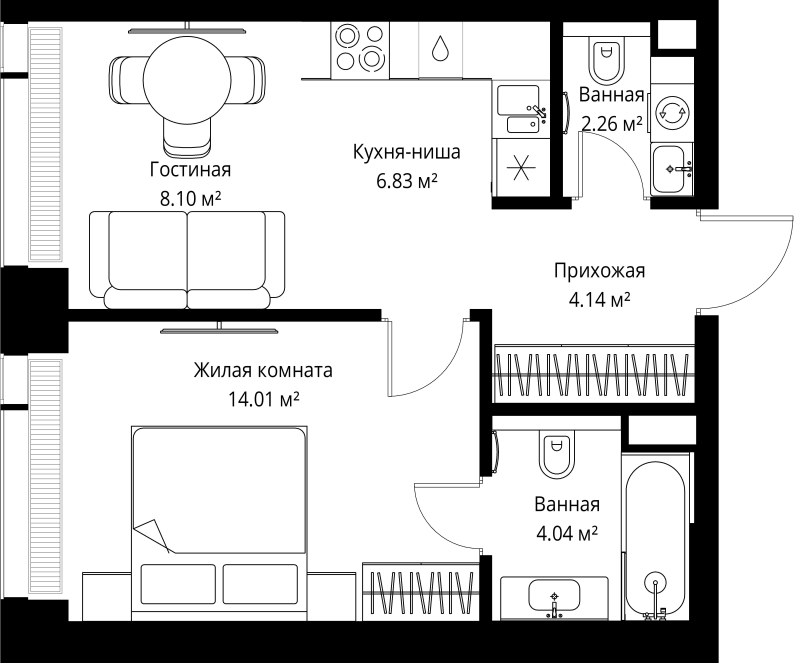 2 ккв (Евро) 39,4 м²