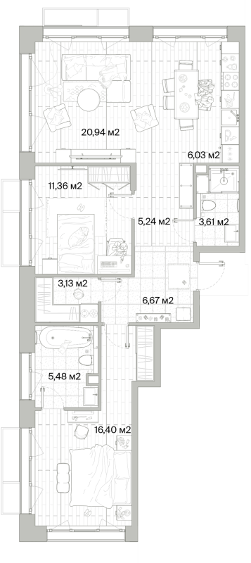 3 ккв (Евро) 78,9 м²