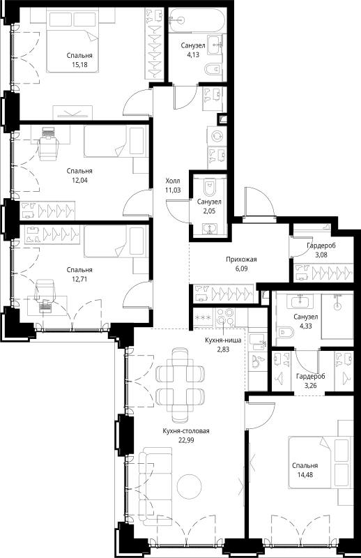 5 ккв (Евро) 114,2 м²