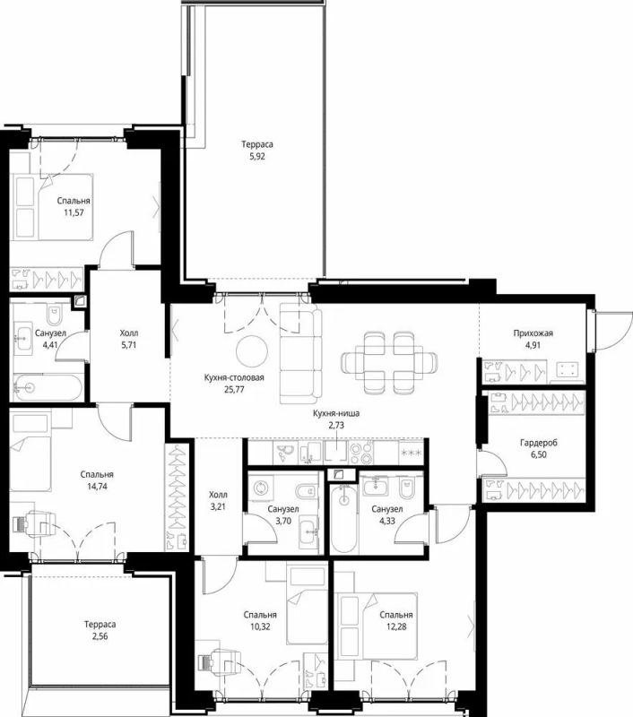 5 ккв (Евро) 118,7 м²