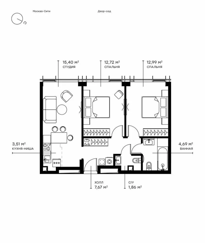 3 ккв (Евро) 59,4 м²