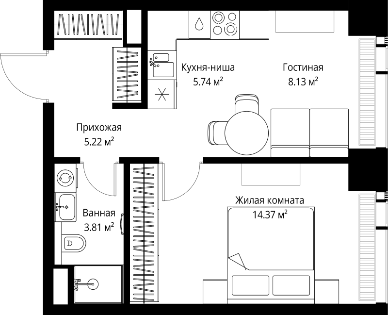 1 ккв 37,3 м²
