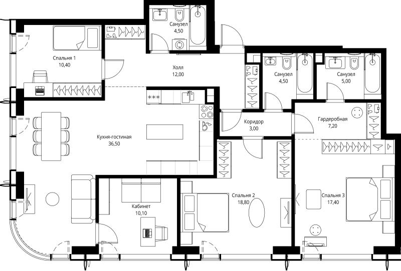 5 ккв (Евро) 129,4 м²