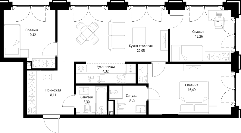 4 ккв (Евро) 80,7 м²