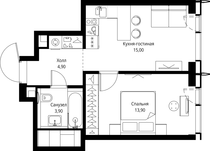2 ккв (Евро) 37,7 м²