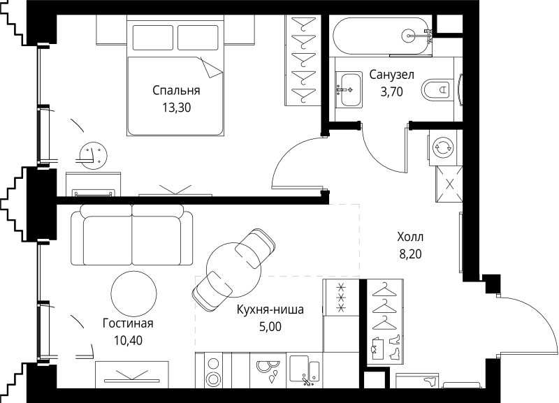 2 ккв (Евро) 41 м²