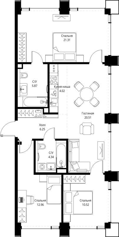 4 ккв (Евро) 85,8 м²