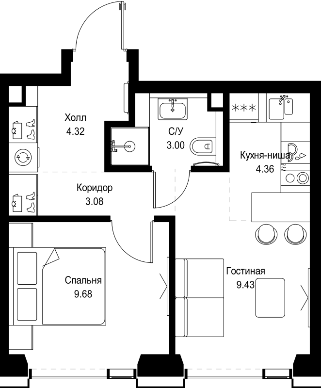 1 ккв 33,9 м²