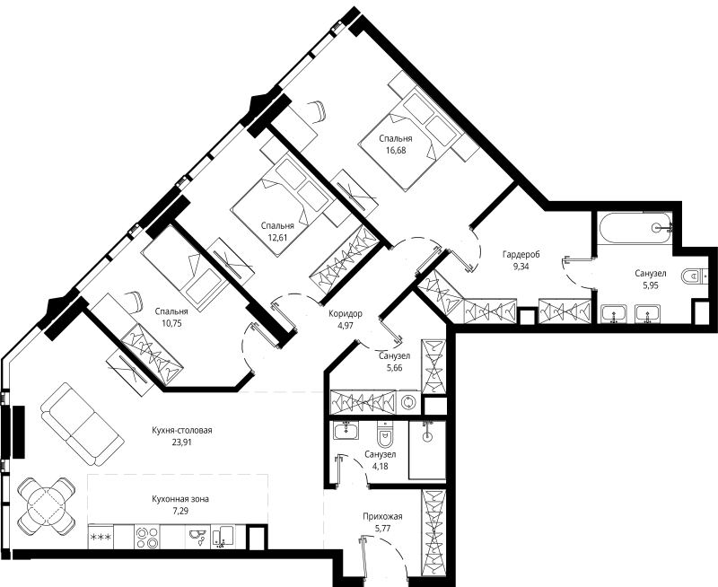 4 ккв (Евро) 108,5 м²
