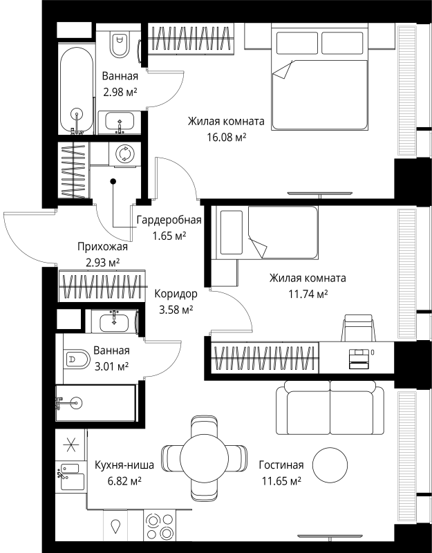 3 ккв (Евро) 60,4 м²