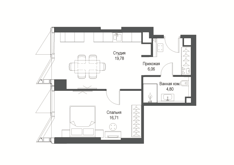 2 ккв (Евро) 47,3 м²