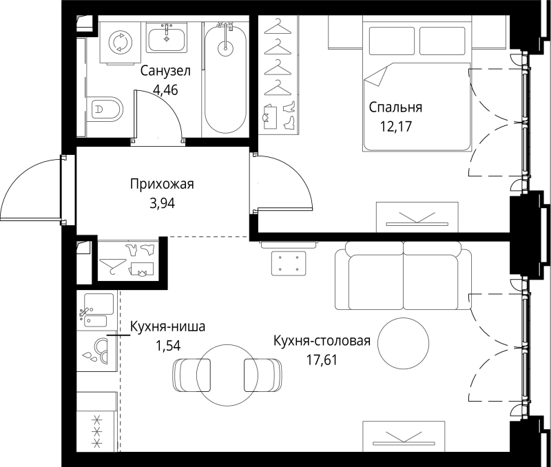 2 ккв (Евро) 39,7 м²
