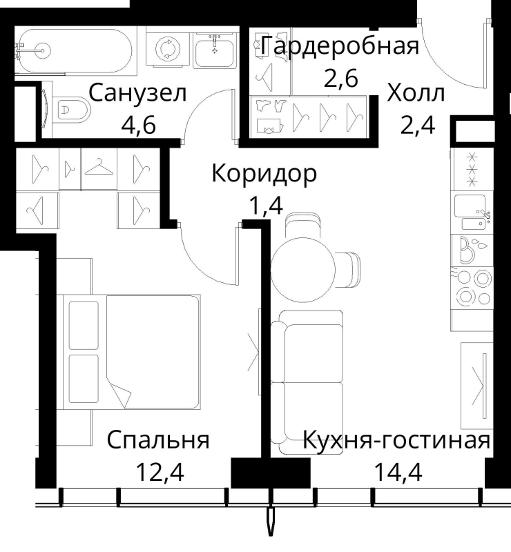1 ккв 37,8 м²