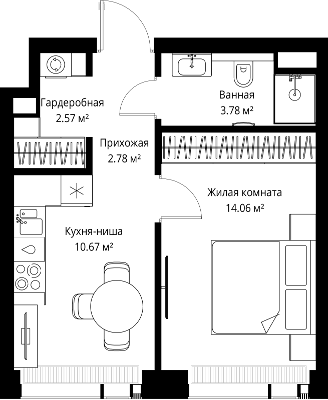 1 ккв 33,9 м²