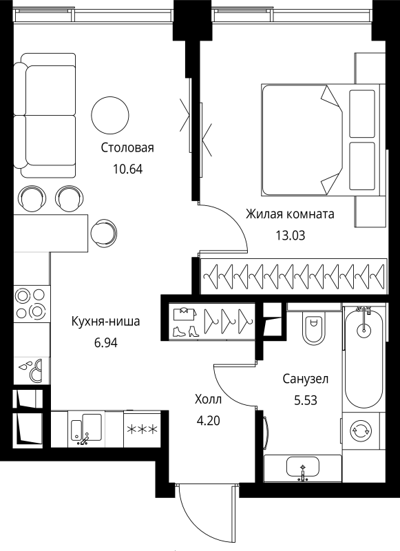 2 ккв (Евро) 40,3 м²