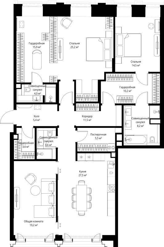 4 ккв (Евро) 154,3 м²