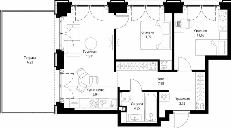 3 ккв (Евро) 67 м²