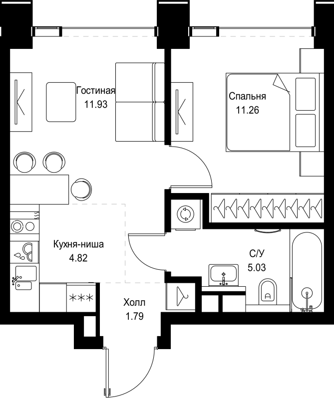2 ккв (Евро) 34,8 м²