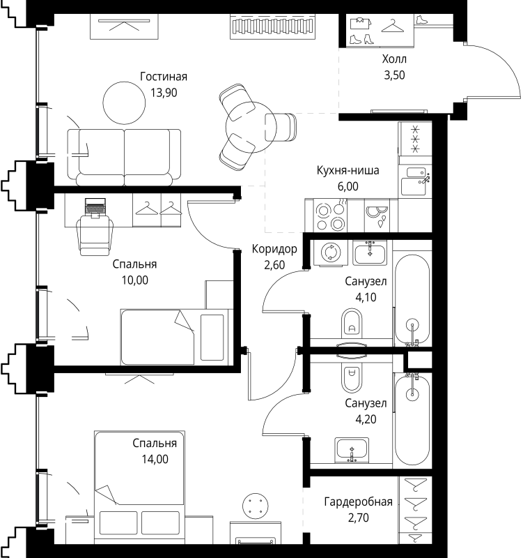 3 ккв (Евро) 61,5 м²