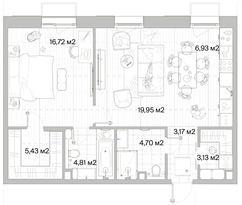 2 ккв (Евро) 64,8 м²