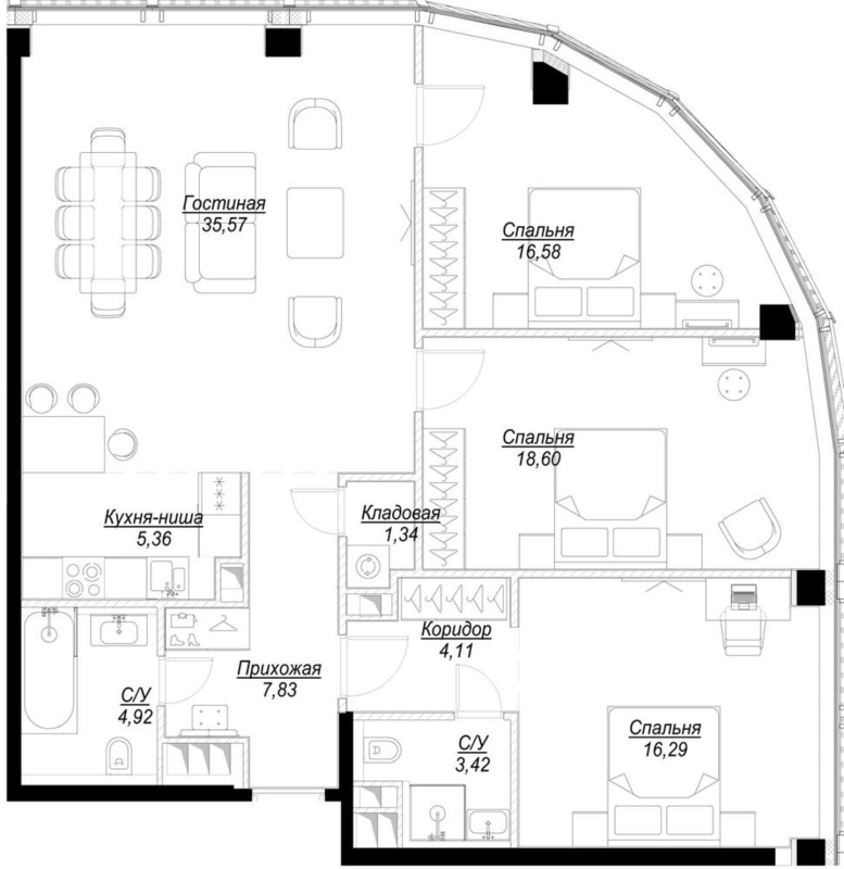 4 ккв (Евро) 114,4 м²