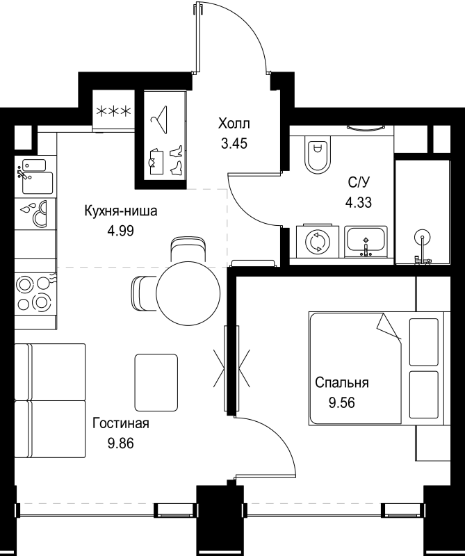 2 ккв (Евро) 32,2 м²