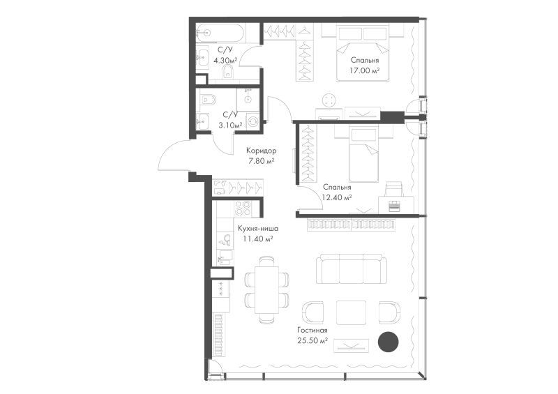 3 ккв (Евро) 81,5 м²